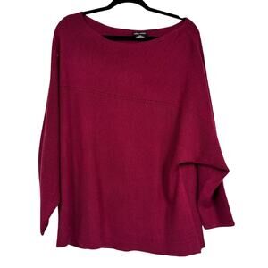 City Chic Burgundy Boat Neck Slouchy Sweater Womens 16 Boho Casual Oversized